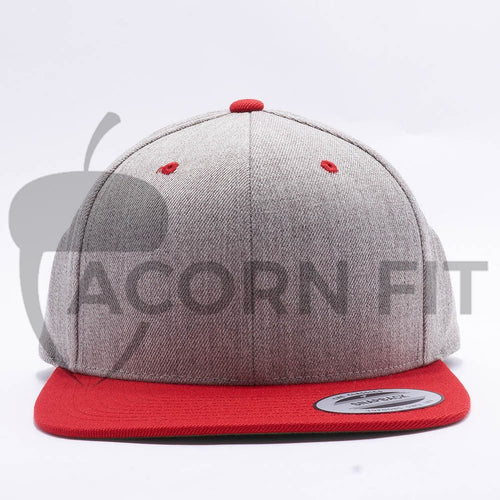 Yupoong Classic Blank Heather Grey Red Snapback