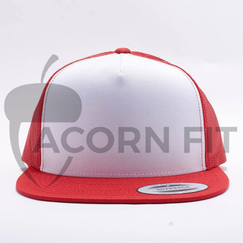 Yupoong White Red 5 Panel Trucker