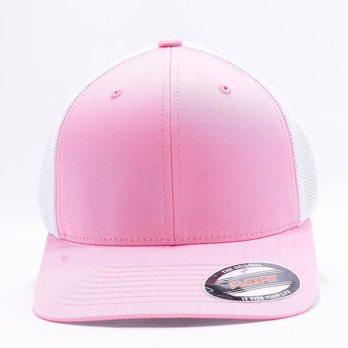 Pink White Flexfit Trucker Mesh Hat