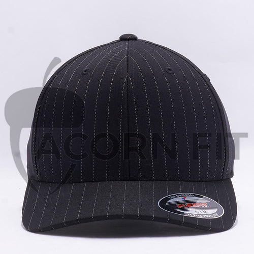 Wholesale Flexfit 6195P Pinstripe Hat Black