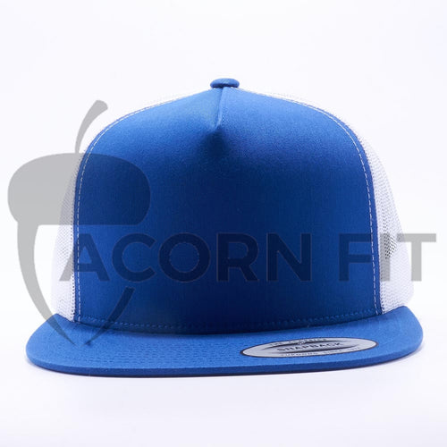 Yupoong 6006T Royal and White Two Tone Classic Trucker Hats Caps Wholesale Custom - Acorn Fit