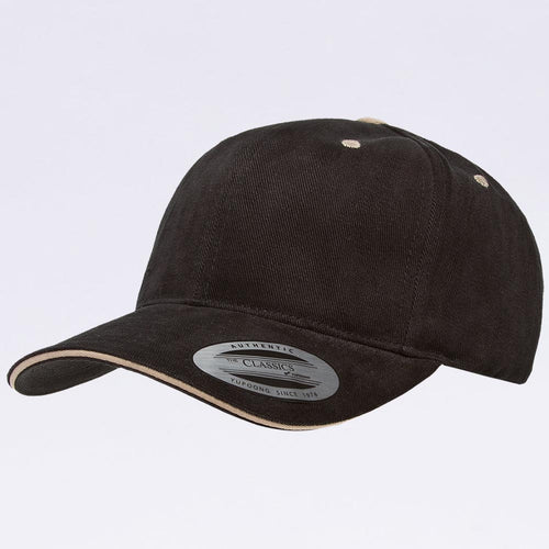Wholesale Hats - Yupoong 6262SV Black Khaki Sandwich