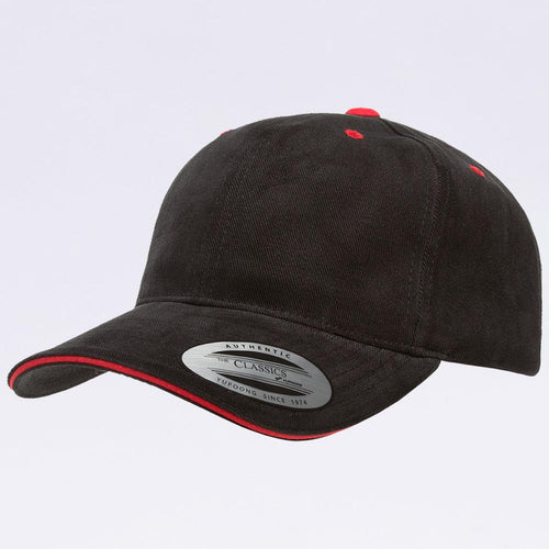 Wholesale Hats - Yupoong 6262SV Black Red Sandwich