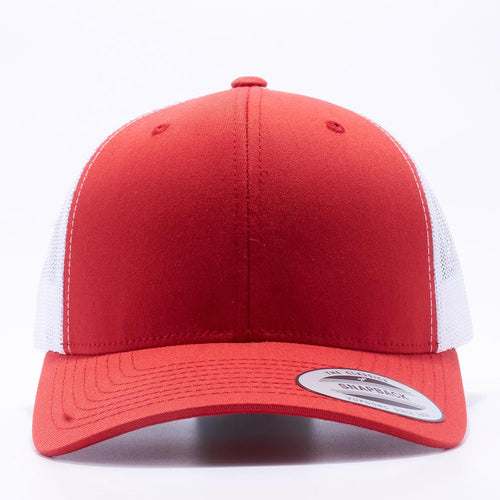 Yupoong 6606T Red and White Two Tone Classic Retro Trucker Hats Caps Wholesale Custom - Acorn Fit