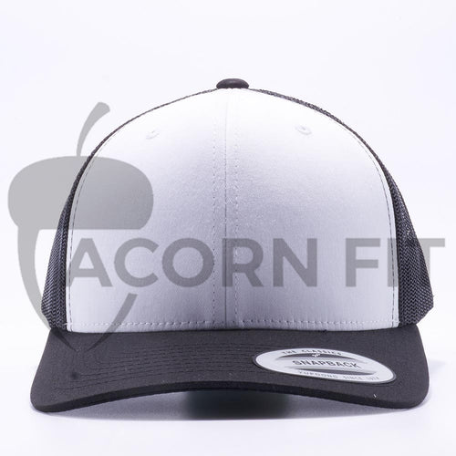 Yupoong 6606W Black and White Front Panel Classic Retro Trucker Hats Caps Wholesale Custom - Acorn Fit