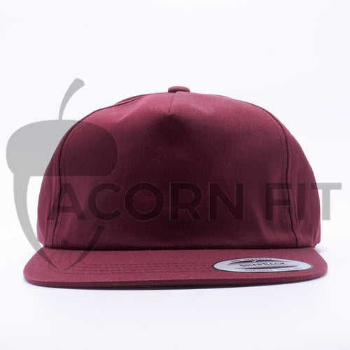 Maroon Wholesale Yupoong 6502 Unstructured 5 Panel Classic Snapback Hat Custom - Acorn Fit