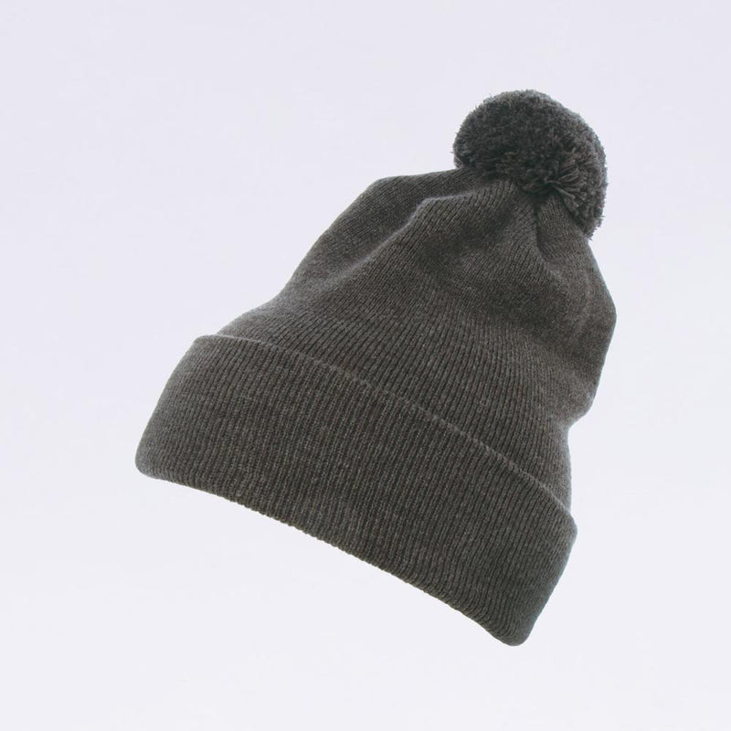 Wholesale Flexfit Beanies: 1501P Charcoal Grey Pom Pom Beanie