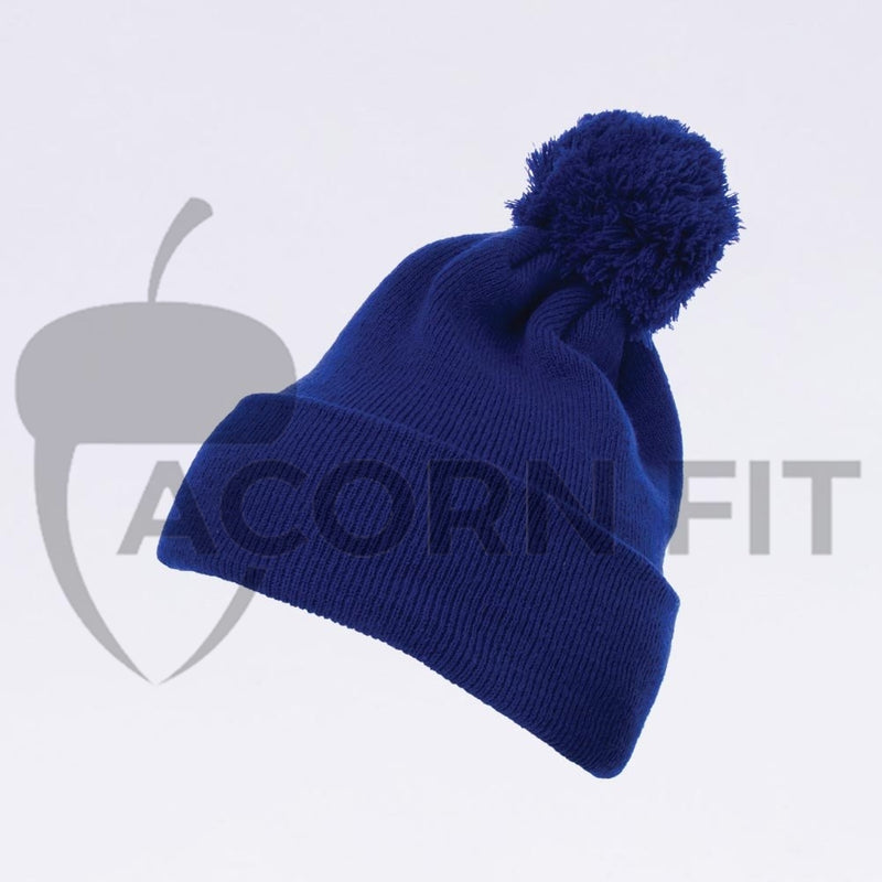 Wholesale Flexfit Beanies: 1501P Royal Pom Pom Beanie