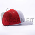 Heather and Red 6311 Flexfit Melange Mesh Trucker Hats Wholesale Custom - Acorn Fit