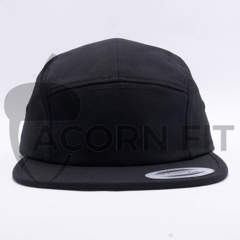 Black Blank 5 Panel Camper Hat Cap