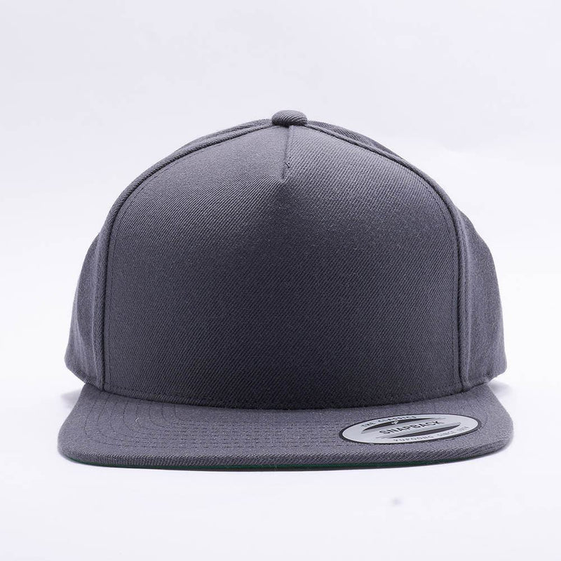 Yupoong Blank Grey 5 Panel Snapback Hats Caps