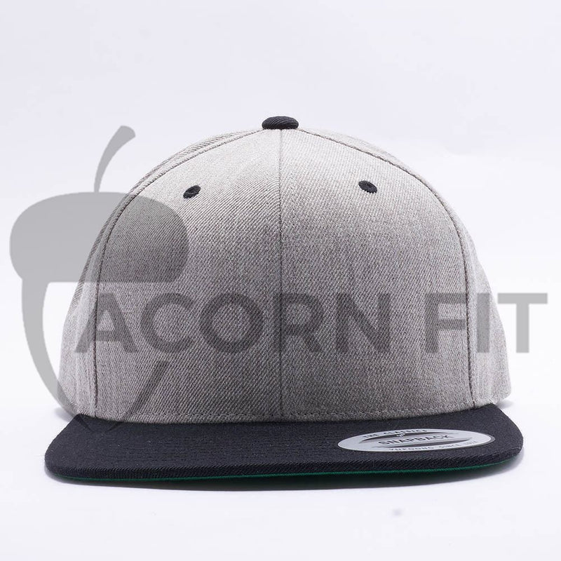 Yupoong Classic Blank Heather Grey Black Snapback