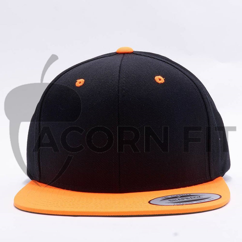 Yupoong Classic Blank Black Neon Orange Snapback