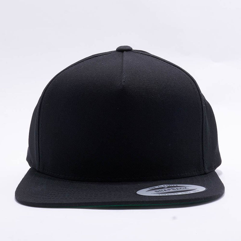 Yupoong Blank Black 5 Panel Snapbacks