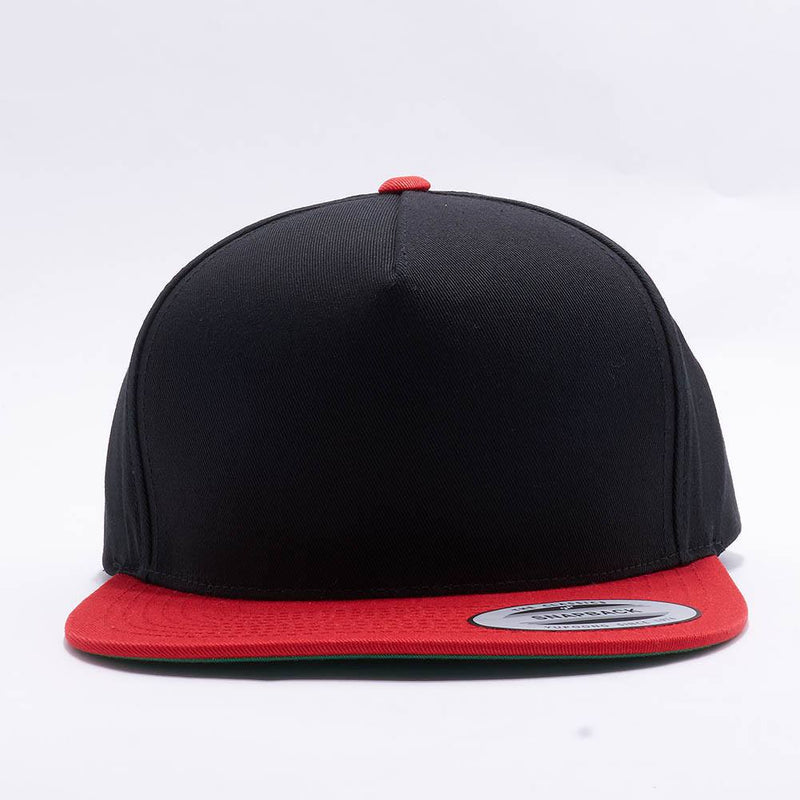 Yupoong Blank Black Red 5 Panel Snapback