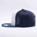 Yupoong White Navy 5 Panel Trucker 