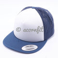 Wholesale Yupoong 6005 Navy White Navy Foam Trucker Hats - Acorn Fit