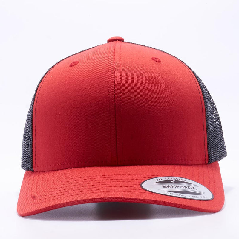 Yupoong 6606T Red and Black Two Tone Classic Retro Trucker Hats Caps Wholesale Custom - Acorn Fit