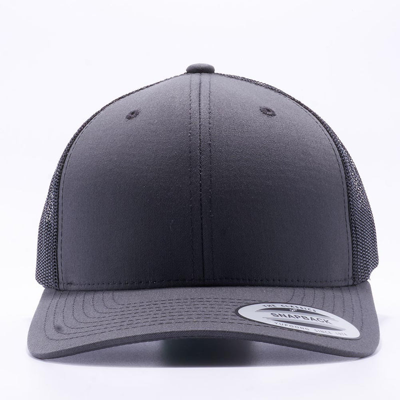 Yupoong 6606T Charcoal and Black Two Tone Classic Retro Trucker Hats Caps Wholesale Custom - Acorn Fit