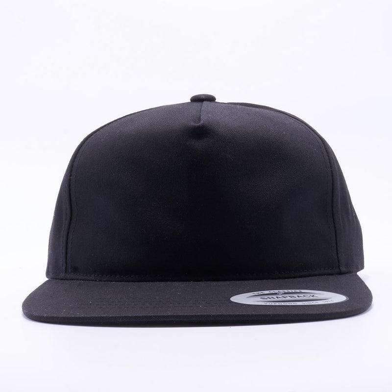 Black Wholesale Yupoong 6502 Unstructured 5 Panel Snapback Hat Custom - Acorn Fit